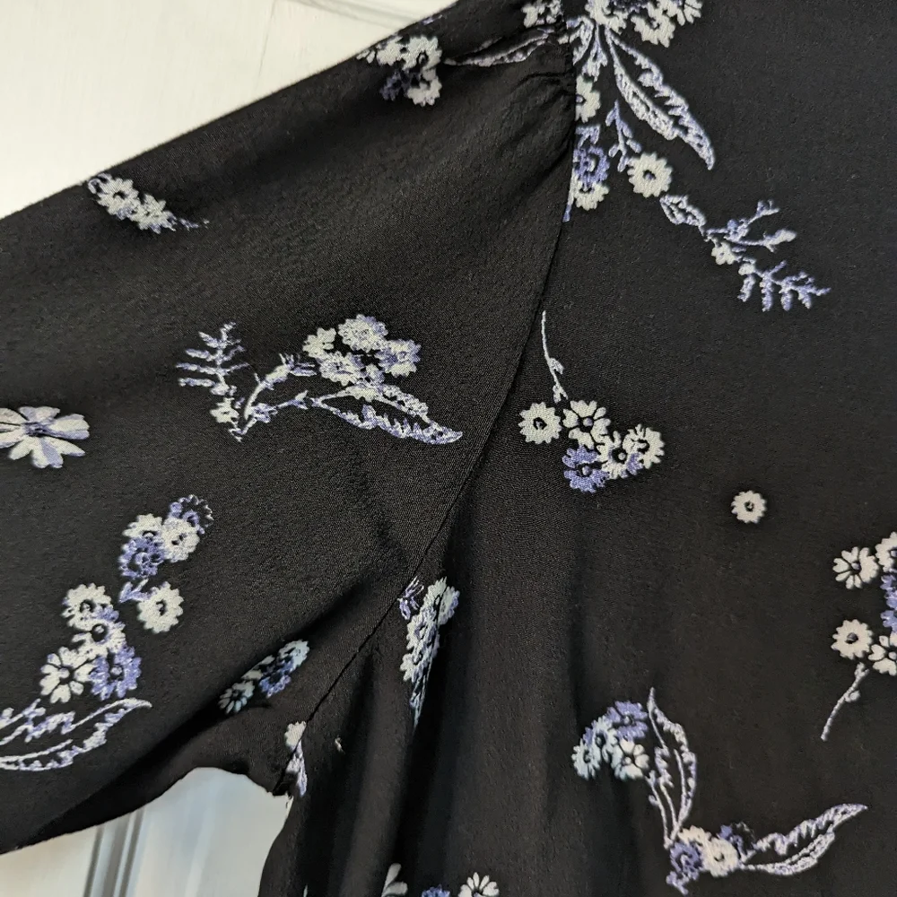 WHO WHAT WEAR Zipper Front Black Floral Print Dress XL - Picture 5 of 9
